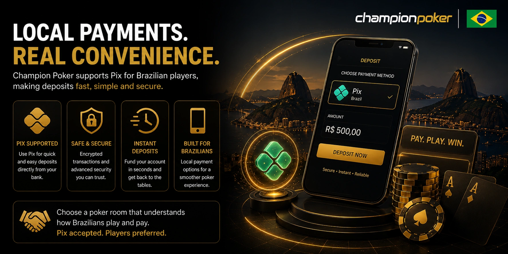 Champion Poker mobile access and poker gameplay on the go in Brazil